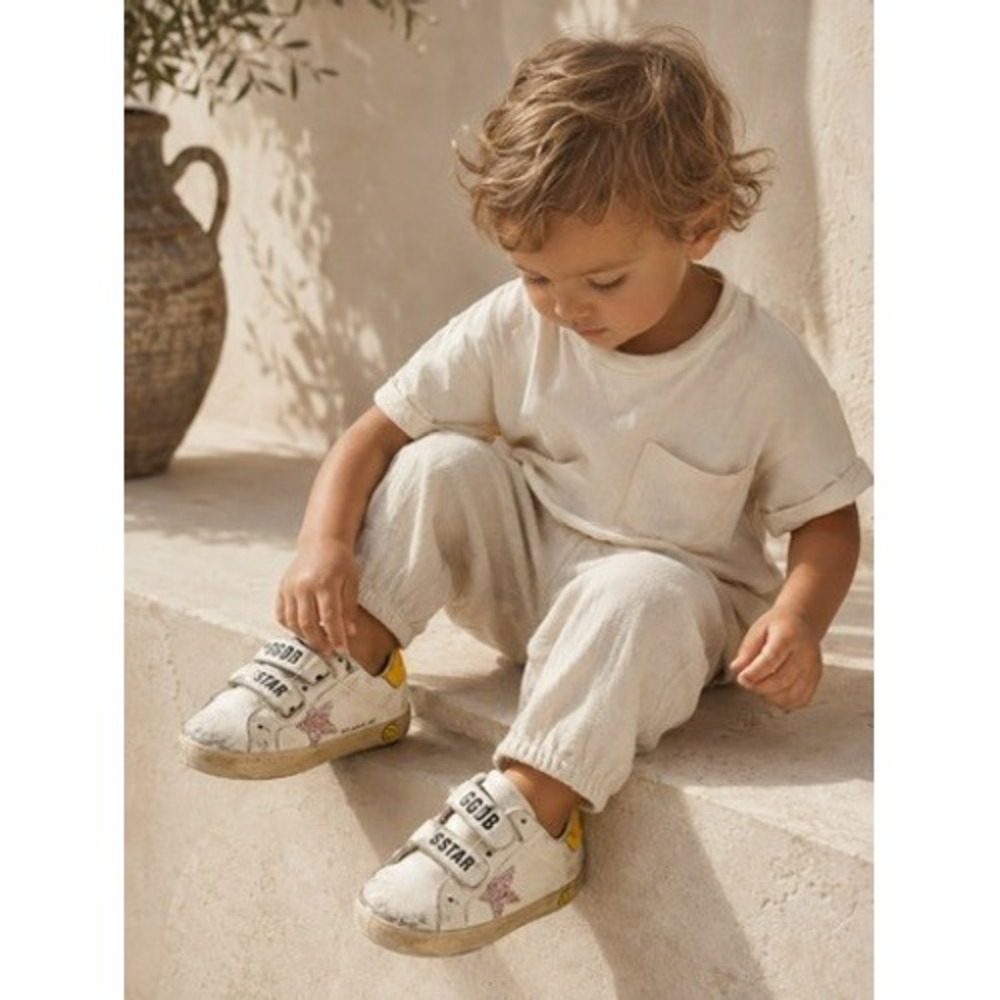 Golden Goose Kids Old School Distressed Leather Sneakers  EU 24 US 8